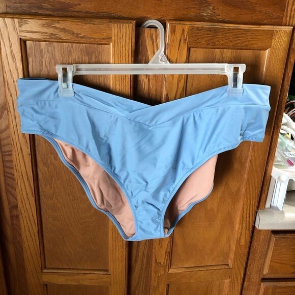 NWT J Crew Cross Front Cheeky Bikini Bottom Sky Blue Size 3X - Picture 4 of 10